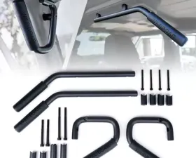 Xprite G1 Black Front and Rear Steel Grab Handles Jeep Wrangler JK JKU 2007-2018
