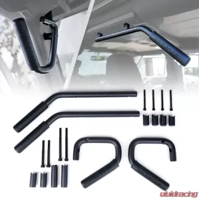 Xprite G1 Black Front and Rear Steel Grab Handles Jeep Wrangler JK JKU 2007-2018 - ZS-0089K-G1