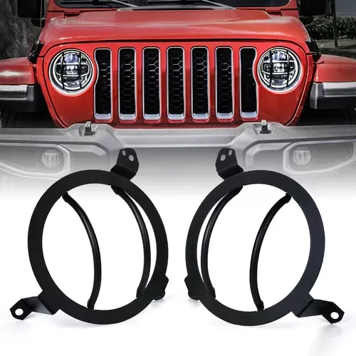 Xprite Black Steel Headlight Guards Jeep Wrangler JL | Gladiator JT 2018-2022 - ZS-0105K