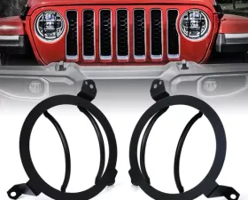 Xprite Black Steel Headlight Guards Jeep Wrangler JL | Gladiator JT 2018-2022