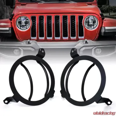 Xprite Black Steel Headlight Guards Jeep Wrangler JL | Gladiator JT 2018-2022 - ZS-0105K