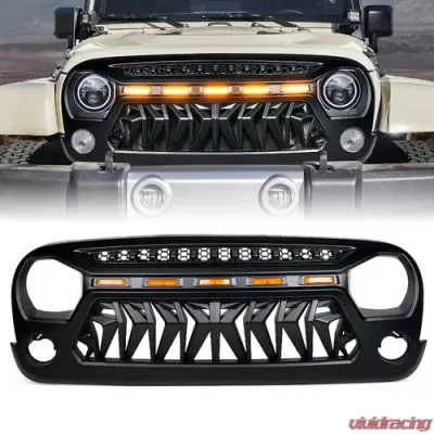 Xprite Venom Series Replacement Grille with LED Running Lights Jeep Wrangler JK 2007-2018 - ZS-0108K-JK