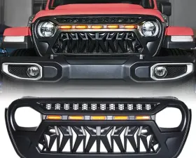 Xprite Black Venom Grille with Amber LED Running Lights Jeep Wrangler JL | Gladiator JT 2018-2022