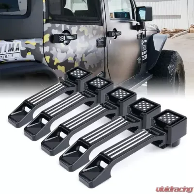 Xprite Freedom Series Heavy Duty Aluminum Door Handle Set Jeep Wrangler JK 2007-2018 - ZS-0110-FLAG-5PC