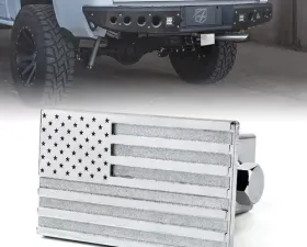 Xprite Silver Aluminum Trailer Hitch Cover with U.S. American Flag