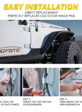Xprite 8PC Replacement Door Hinge Bushing Set Jeep Wrangler | Gladiator 2007-2022                                     - ZS-0126 - Image 2