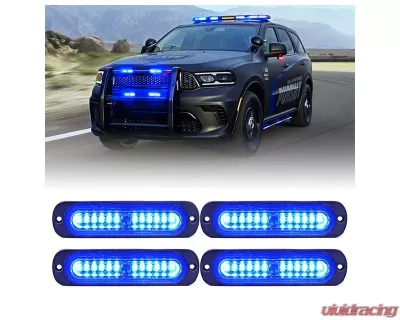 Xprite Alert 12 Series Flush Mount Side Marker Emergency Strobe Light Blue (Set of 4) - 52026S-12-B-4PC