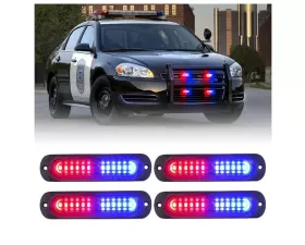 Xprite Alert 12 Series Flush Mount Side Marker Emergency Strobe Light Red/Blue (Set of 4)