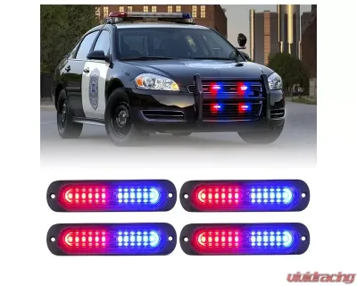 Xprite Alert 12 Series Flush Mount Side Marker Emergency Strobe Light Red/Blue (Set of 4) - 52026S-12-RB-4PC