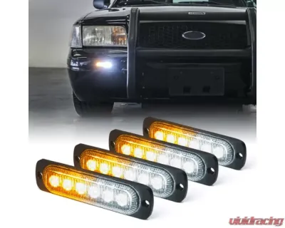 Xprite Alert 6 Series 6W Flush Mount Side Marker Emergency Strobe Light - 52026T-6-RB-4PC