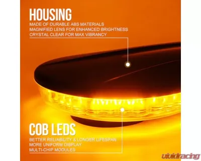 Xprite Amber Delta Series 30W COB LED Rooftop Strobe Light with Magnetic Base - 53010M-WY