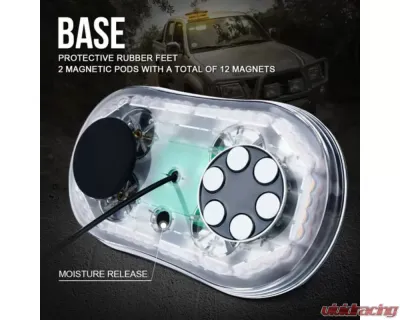 Xprite Amber Delta Series 30W COB LED Rooftop Strobe Light with Magnetic Base - 53010M-WY