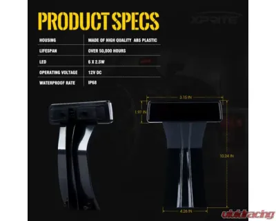 Xprite Clear Third Brake Light LED Replacement Jeep Wrangler JK 2007-2018 - BL-JK-G1-CLR