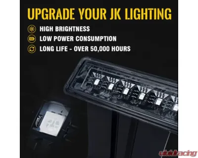 Xprite Smoke Third Brake Light LED Replacement Jeep Wrangler JK 2007-2018 - BL-JK-G1-SMK