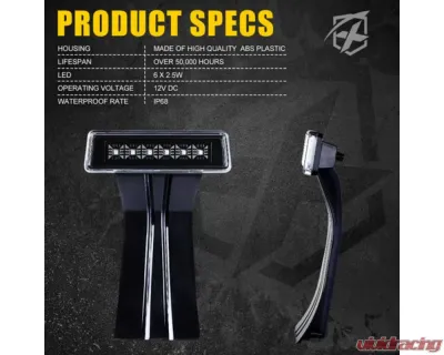 Xprite Smoke Third Brake Light LED Replacement Jeep Wrangler JK 2007-2018 - BL-JK-G1-SMK