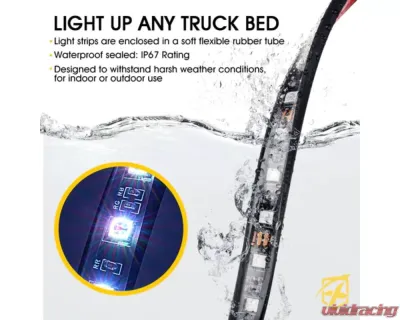 Xprite  Spire 3 Series Multi-Color RGB LED Truck Bed Light Strips with Bluetooth and Remote Control - DL-TBL-3-RGB