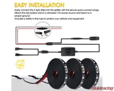 Xprite  Spire 3 Series Multi-Color RGB LED Truck Bed Light Strips with Bluetooth and Remote Control - DL-TBL-3-RGB