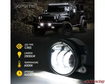 Xprite Amber 4inch Halo LED Fog Light | Escapade Series - FL-R4IN-60W-CR-A