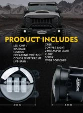 Xprite Amber 4inch Halo LED Fog Light | Escapade Series                                     - FL-R4IN-60W-CR-A - Image 7