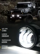 Xprite White 4inch LED Fog Light for Jeep | Explore Series                                     - FL-R4IN-60W-CR-W - Image 2