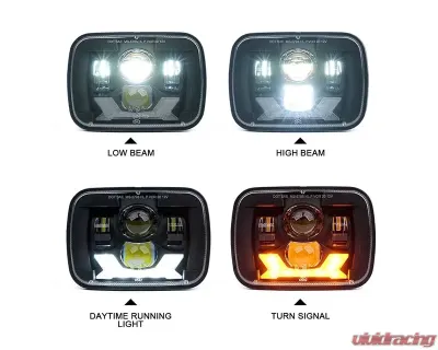 Xprite LED Headlight w/ High | Low Beam - HL-5X7-G4
