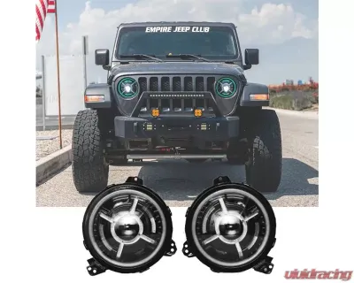 Xprite 9-Inch RGB-W Halo Headlights Jeep Gladiator | Wrangler 2018+ - HL-JL-R9IN-G4