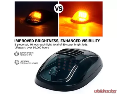 Xprite White Guide G2 Series Smoked LED Roof Top Cab Clearance Light Kit - SL-745N-G3-W