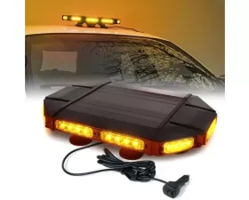 Xprite 18inch White | Amber Emergency Strobe Light Bar | Mini Black Hawk Series