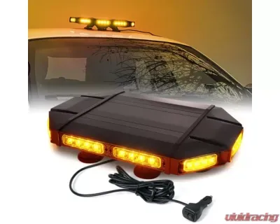Xprite 18inch White | Amber Emergency Strobe Light Bar | Mini Black Hawk Series - SL-B419-18IN-G1-WY