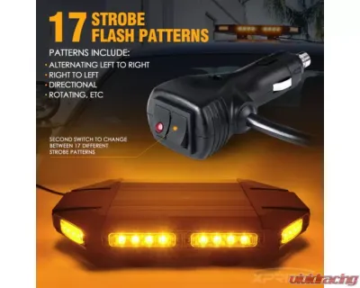 Xprite 18inch White | Amber Emergency Strobe Light Bar | Mini Black Hawk Series - SL-B419-18IN-G1-WY