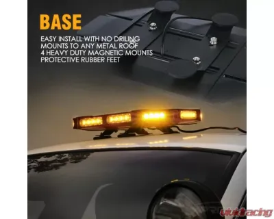 Xprite 18inch White | Amber Emergency Strobe Light Bar | Mini Black Hawk Series - SL-B419-18IN-G1-WY