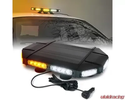 Xprite 18inch White | Amber Emergency Strobe Light Bar | Mini Black Hawk Series - SL-B419-18IN-G1-WY
