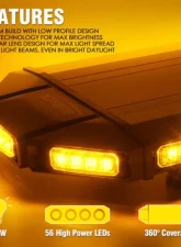 Xprite 27inch Blue Professional Emergency Rooftop Strobe LED Light Bar | Black Hawk Series                                     - SL-B419-27IN-G1-B - Image 2