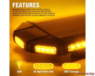 Xprite 27inch Blue Professional Emergency Rooftop Strobe LED Light Bar | Black Hawk Series - SL-B419-27IN-G1-B