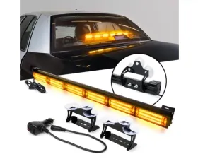 Xprite 27inch G2 White | Red Vigilante Series 30W Traffic Advisor COB LED Strobe Light Bar with Suction Cup Brackets