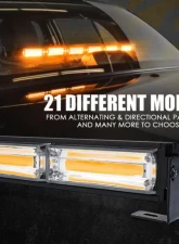 Xprite 27inch G2 White | Red Vigilante Series 30W Traffic Advisor COB LED Strobe Light Bar with Suction Cup Brackets                                     - SL-C23-6-G2-WR - Image 2