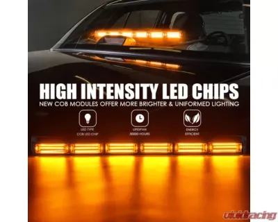 Xprite 27inch G2 White | Red Vigilante Series 30W Traffic Advisor COB LED Strobe Light Bar with Suction Cup Brackets - SL-C23-6-G2-WR