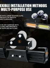 Xprite 27inch G2 White | Red Vigilante Series 30W Traffic Advisor COB LED Strobe Light Bar with Suction Cup Brackets                                     - SL-C23-6-G2-WR - Image 5