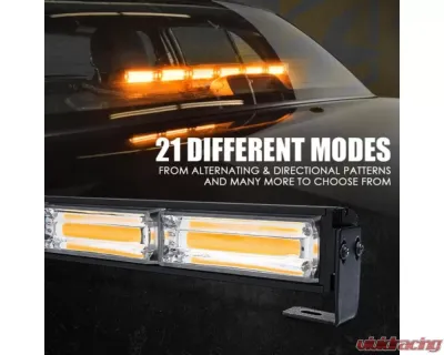 Xprite 27inch Amber G2 Vigilante Series 30W Traffic Advisor COB LED Strobe Light Bar with Suction Cup Brackets - SL-C23-6-G2-Y
