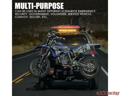 Xprite 27inch Amber G2 Vigilante Series 30W Traffic Advisor COB LED Strobe Light Bar with Suction Cup Brackets - SL-C23-6-G2-Y