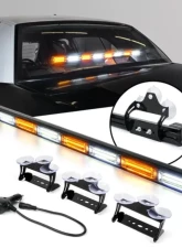 Xprite 35inch White | Amber G2 Vigilante Series 40W Traffic Advisor COB LED Strobe Light Bar with Suction Cup Brackets                                     - SL-C23-8M-G2-WY - Image 7