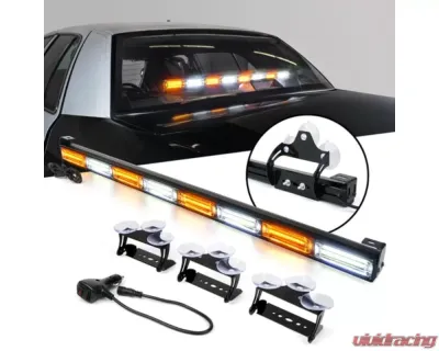 Xprite 35inch White | Amber G2 Vigilante Series 40W Traffic Advisor COB LED Strobe Light Bar with Suction Cup Brackets - SL-C23-8M-G2-WY