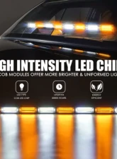 Xprite 35inch White | Amber G2 Vigilante Series 40W Traffic Advisor COB LED Strobe Light Bar with Suction Cup Brackets                                     - SL-C23-8M-G2-WY - Image 2