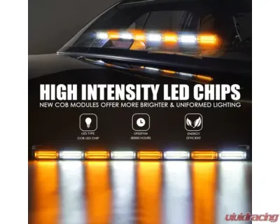 Xprite 35inch White | Amber G2 Vigilante Series 40W Traffic Advisor COB LED Strobe Light Bar with Suction Cup Brackets - SL-C23-8M-G2-WY