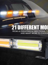 Xprite 35inch White | Amber G2 Vigilante Series 40W Traffic Advisor COB LED Strobe Light Bar with Suction Cup Brackets                                     - SL-C23-8M-G2-WY - Image 3