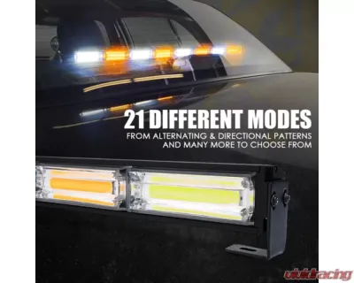 Xprite 35inch White | Amber G2 Vigilante Series 40W Traffic Advisor COB LED Strobe Light Bar with Suction Cup Brackets - SL-C23-8M-G2-WY