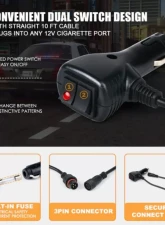 Xprite 35inch White | Amber G2 Vigilante Series 40W Traffic Advisor COB LED Strobe Light Bar with Suction Cup Brackets                                     - SL-C23-8M-G2-WY - Image 4