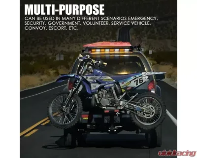 Xprite 35inch White | Amber G2 Vigilante Series 40W Traffic Advisor COB LED Strobe Light Bar with Suction Cup Brackets - SL-C23-8M-G2-WY