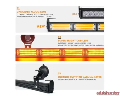 Xprite 26inch White | Red Controller COB LED 6 Series Traffic Advisor Strobe Light Bar - TAL-COB-G1-6M-WR