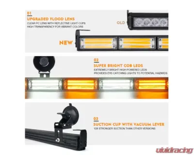 Xprite 35inch Red | Blue Controller COB LED 8 Series Traffic Advisor Strobe Light Bar - TAL-COB-G1-8M-RB
